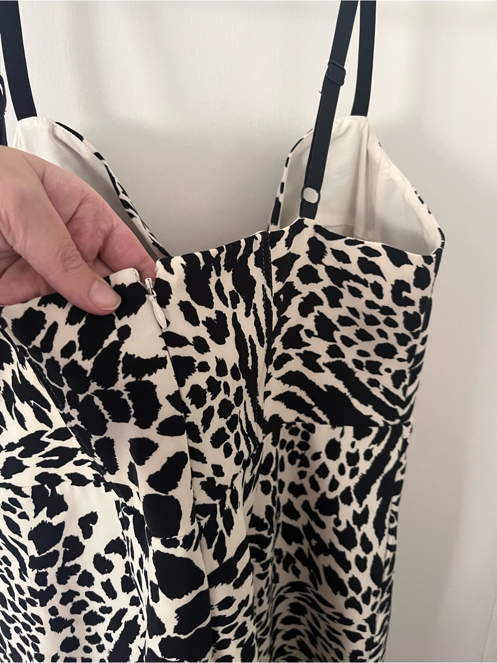 Sergio Hudson X Target Size Animal Print Bustier Midi Dress Black Ivory Large - Picture 5 of 12